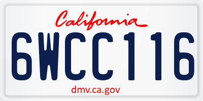 CA license plate 6WCC116