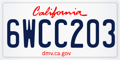 CA license plate 6WCC203