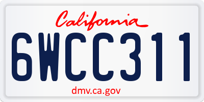 CA license plate 6WCC311