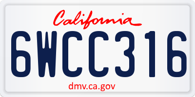 CA license plate 6WCC316