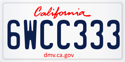 CA license plate 6WCC333