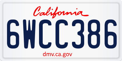 CA license plate 6WCC386