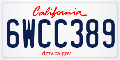 CA license plate 6WCC389