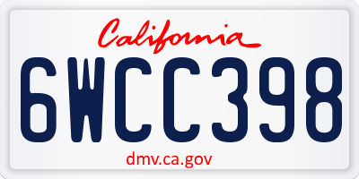 CA license plate 6WCC398