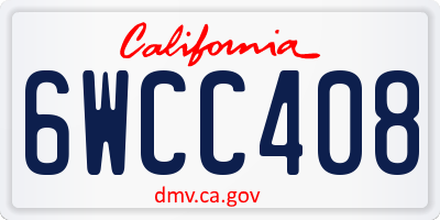 CA license plate 6WCC408
