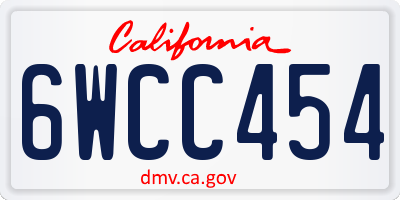 CA license plate 6WCC454
