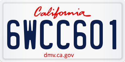 CA license plate 6WCC601