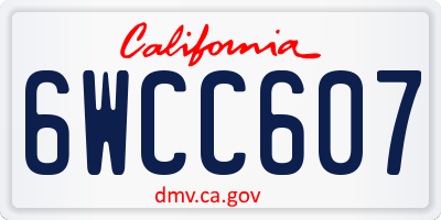 CA license plate 6WCC607