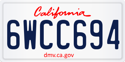 CA license plate 6WCC694