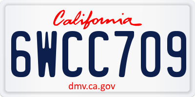 CA license plate 6WCC709