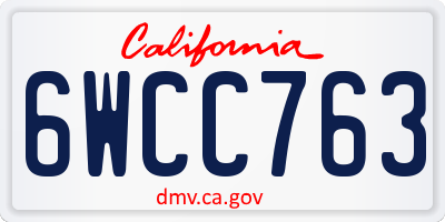 CA license plate 6WCC763