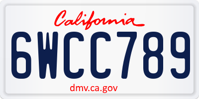 CA license plate 6WCC789