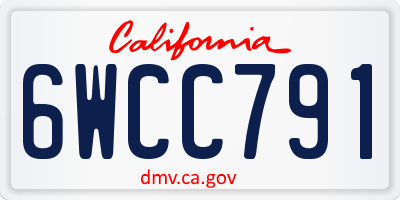 CA license plate 6WCC791