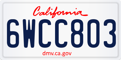 CA license plate 6WCC803