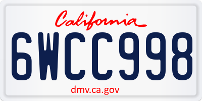 CA license plate 6WCC998
