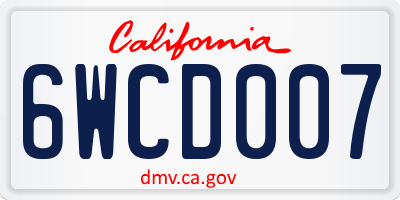 CA license plate 6WCD007