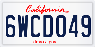 CA license plate 6WCD049