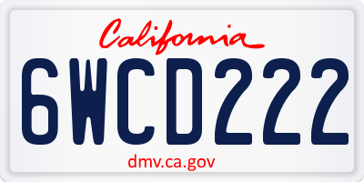 CA license plate 6WCD222