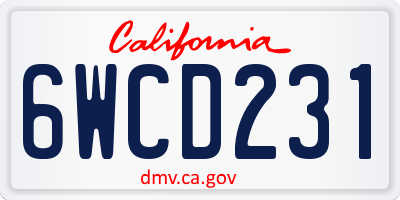 CA license plate 6WCD231