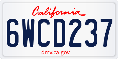 CA license plate 6WCD237