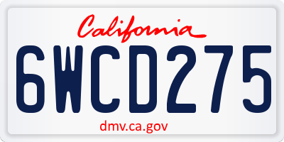 CA license plate 6WCD275
