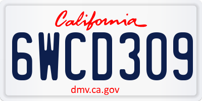 CA license plate 6WCD309