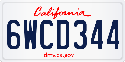 CA license plate 6WCD344