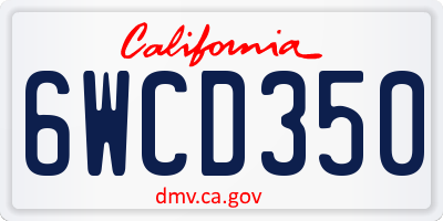 CA license plate 6WCD350