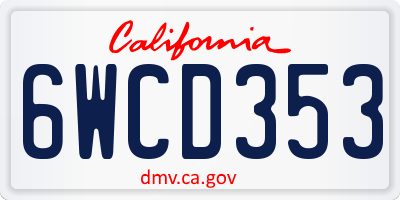 CA license plate 6WCD353