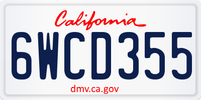 CA license plate 6WCD355