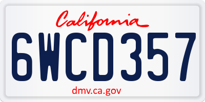 CA license plate 6WCD357