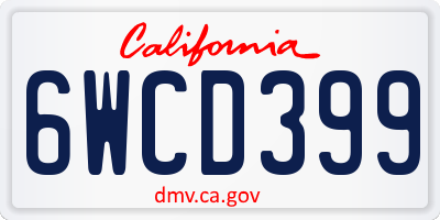 CA license plate 6WCD399