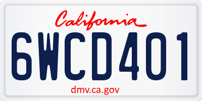 CA license plate 6WCD401