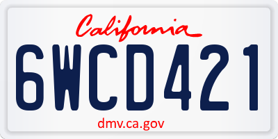 CA license plate 6WCD421