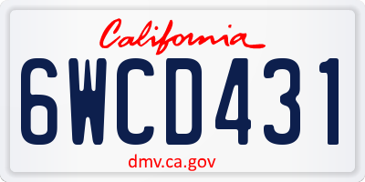 CA license plate 6WCD431
