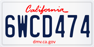 CA license plate 6WCD474