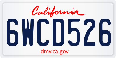 CA license plate 6WCD526