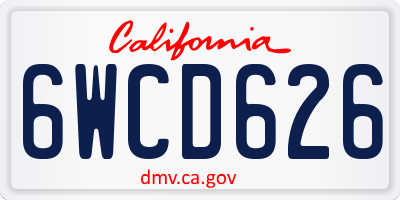 CA license plate 6WCD626