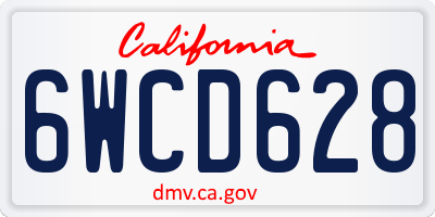CA license plate 6WCD628