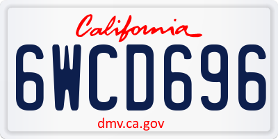 CA license plate 6WCD696