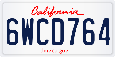 CA license plate 6WCD764