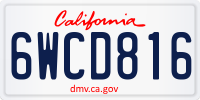 CA license plate 6WCD816