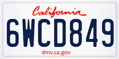 CA license plate 6WCD849