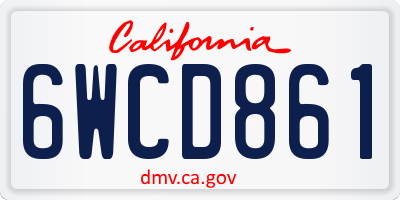 CA license plate 6WCD861