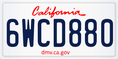 CA license plate 6WCD880