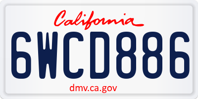 CA license plate 6WCD886