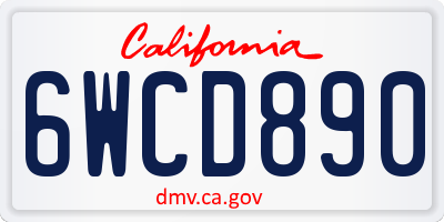 CA license plate 6WCD890