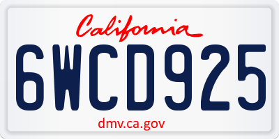 CA license plate 6WCD925