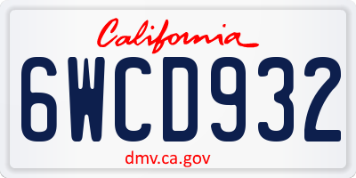 CA license plate 6WCD932