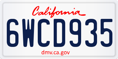 CA license plate 6WCD935